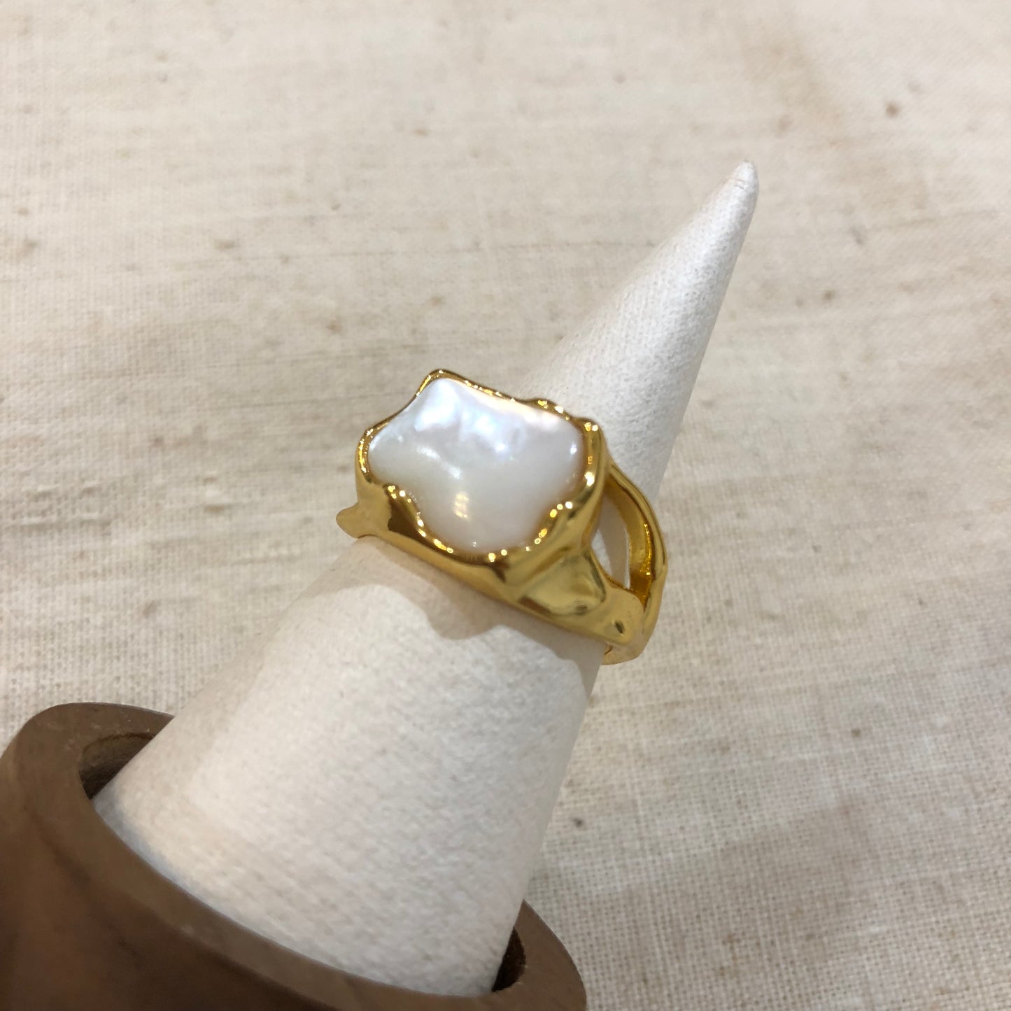 Irregular Mother-of-Pearl Statement Ring