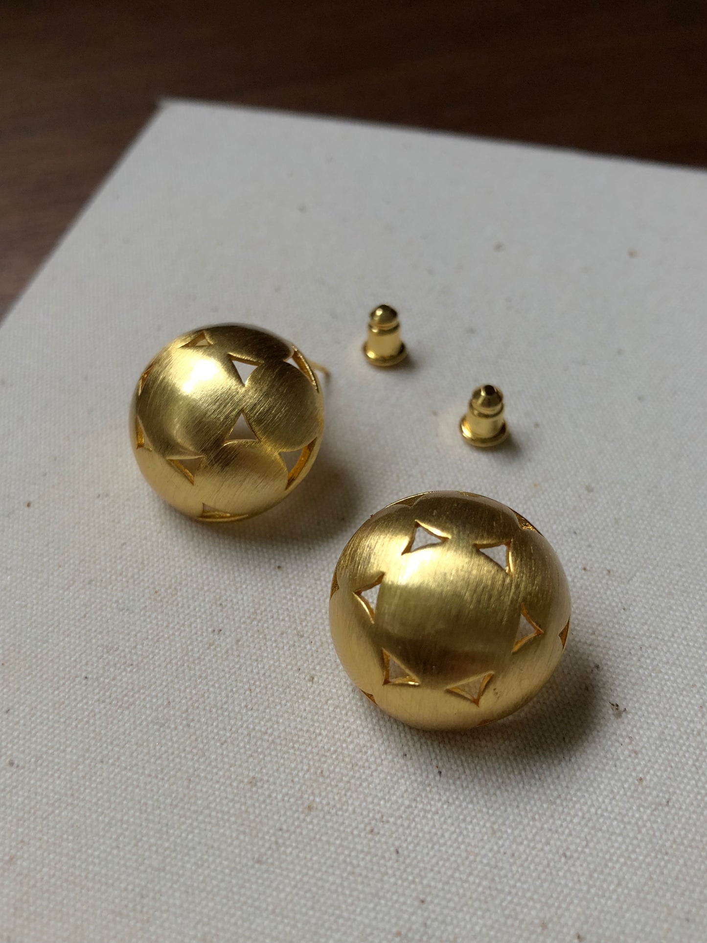 Satin Finish Geometric Cutout Dome Earrings