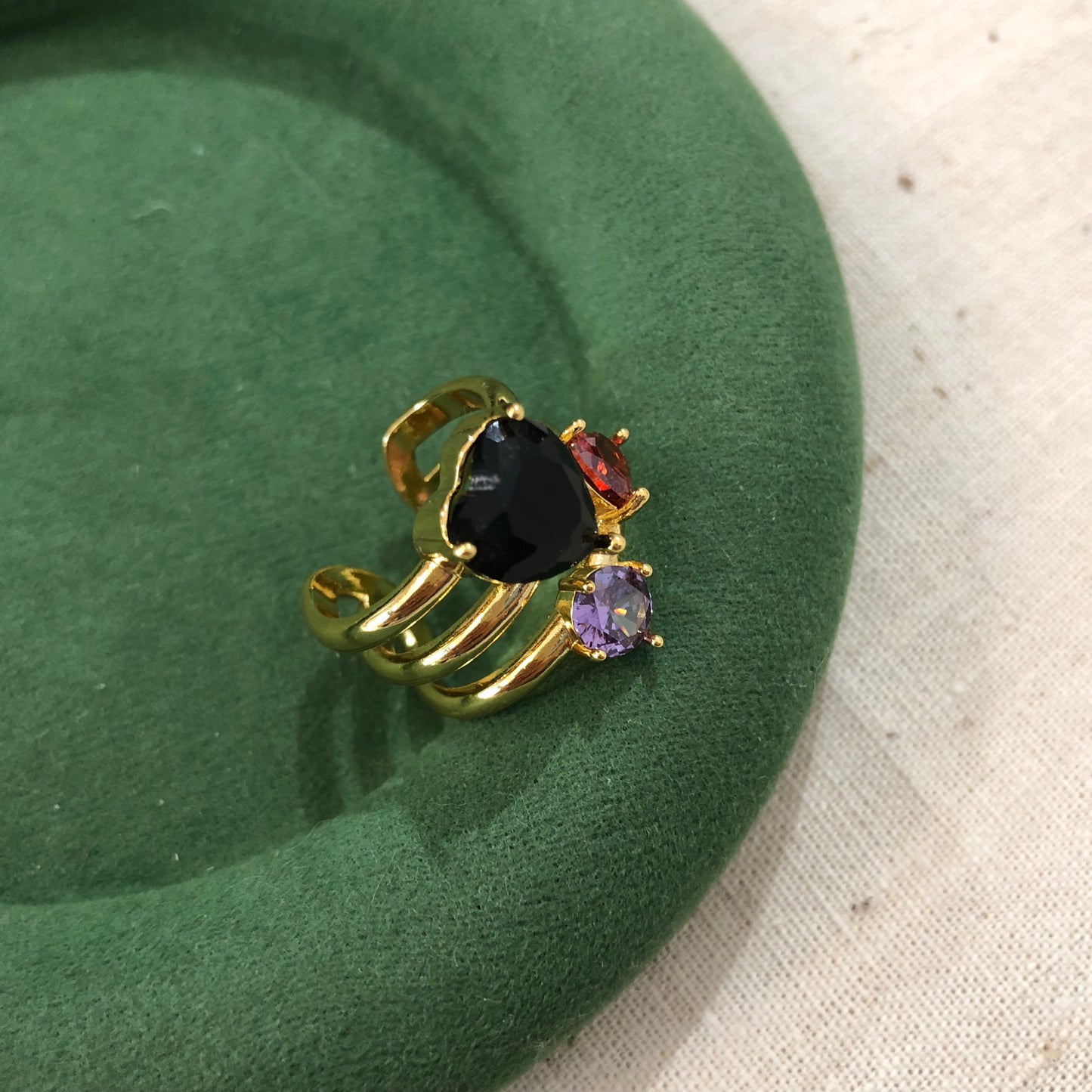 Triple Pulse Gem Ring