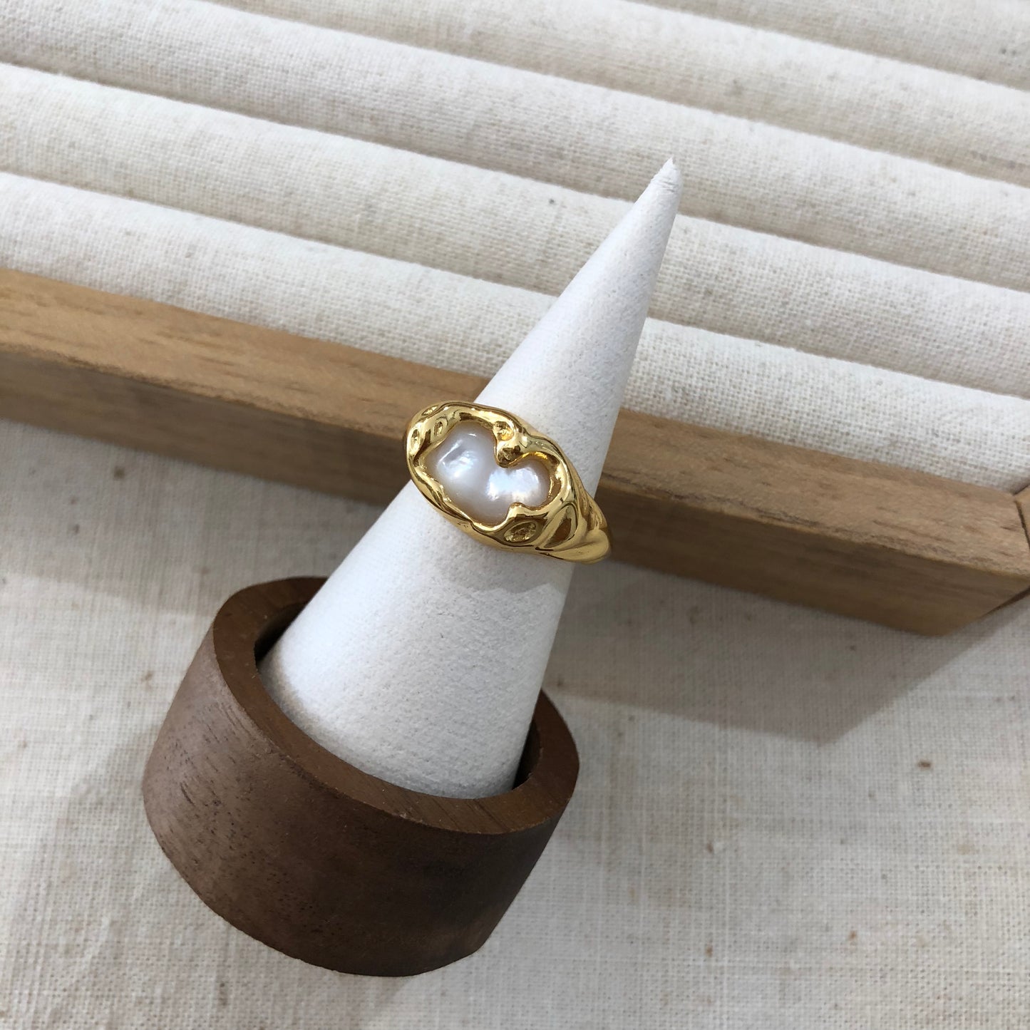 Molten Frame Mother-of-Pearl Ring