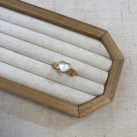Vintage Chain Heart Shell Ring