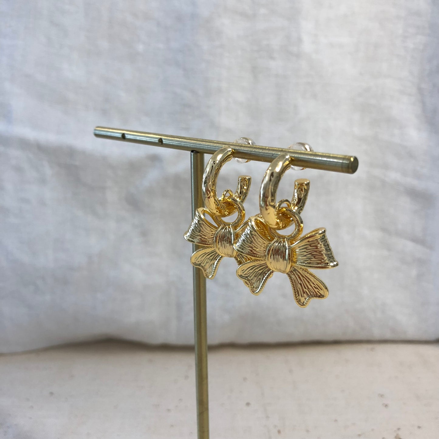Vintage Bow Charm Hoops