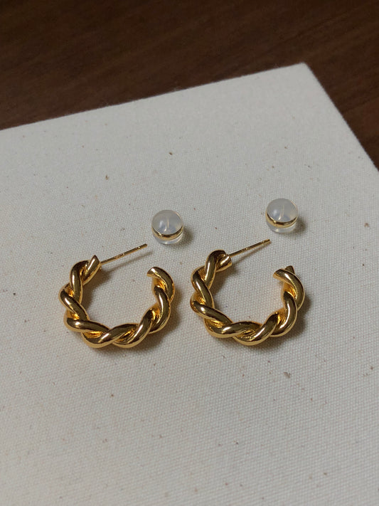 Braided 18k Gold-Plated Hoop Earrings