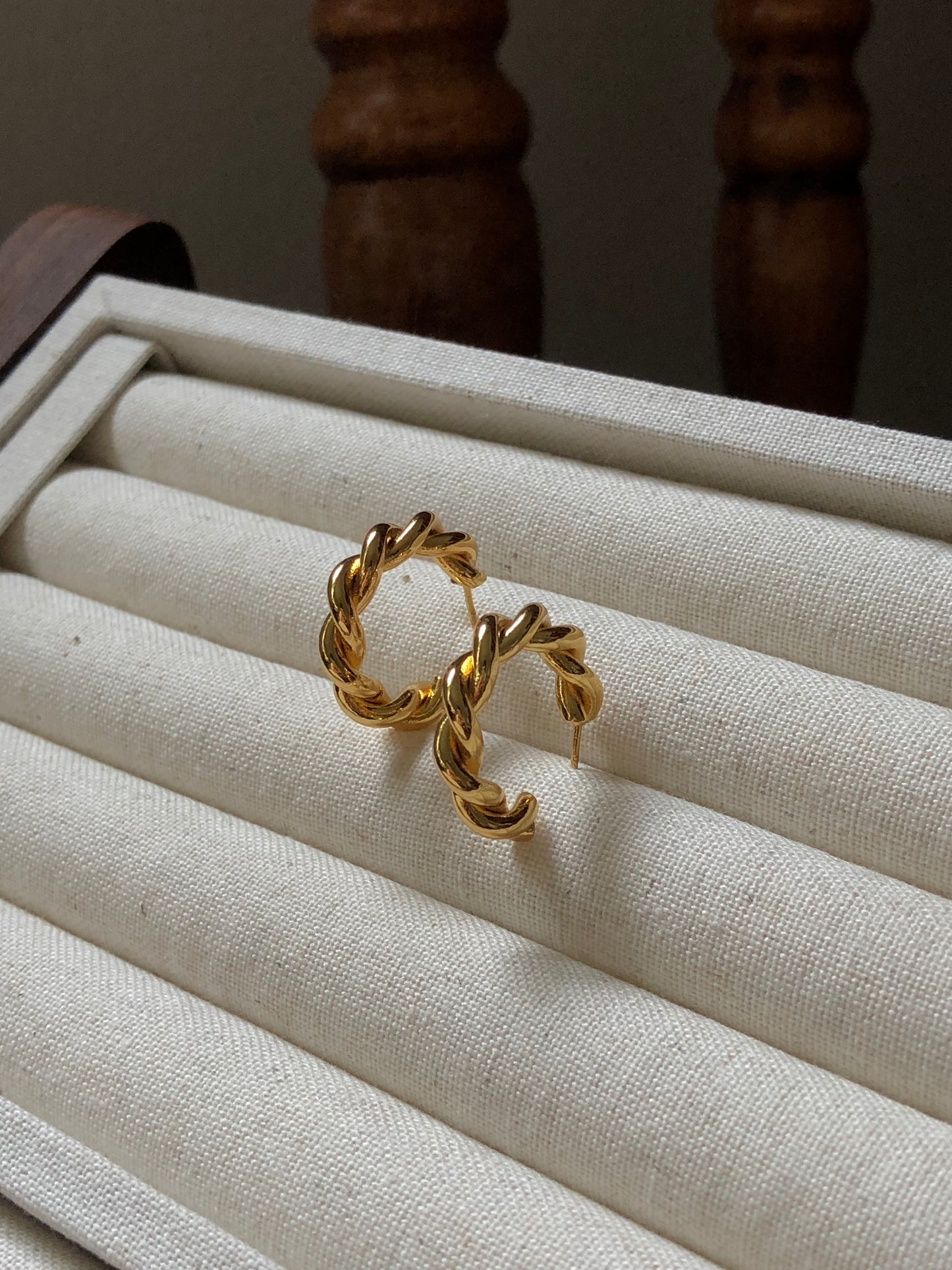 Braided 18k Gold-Plated Hoop Earrings