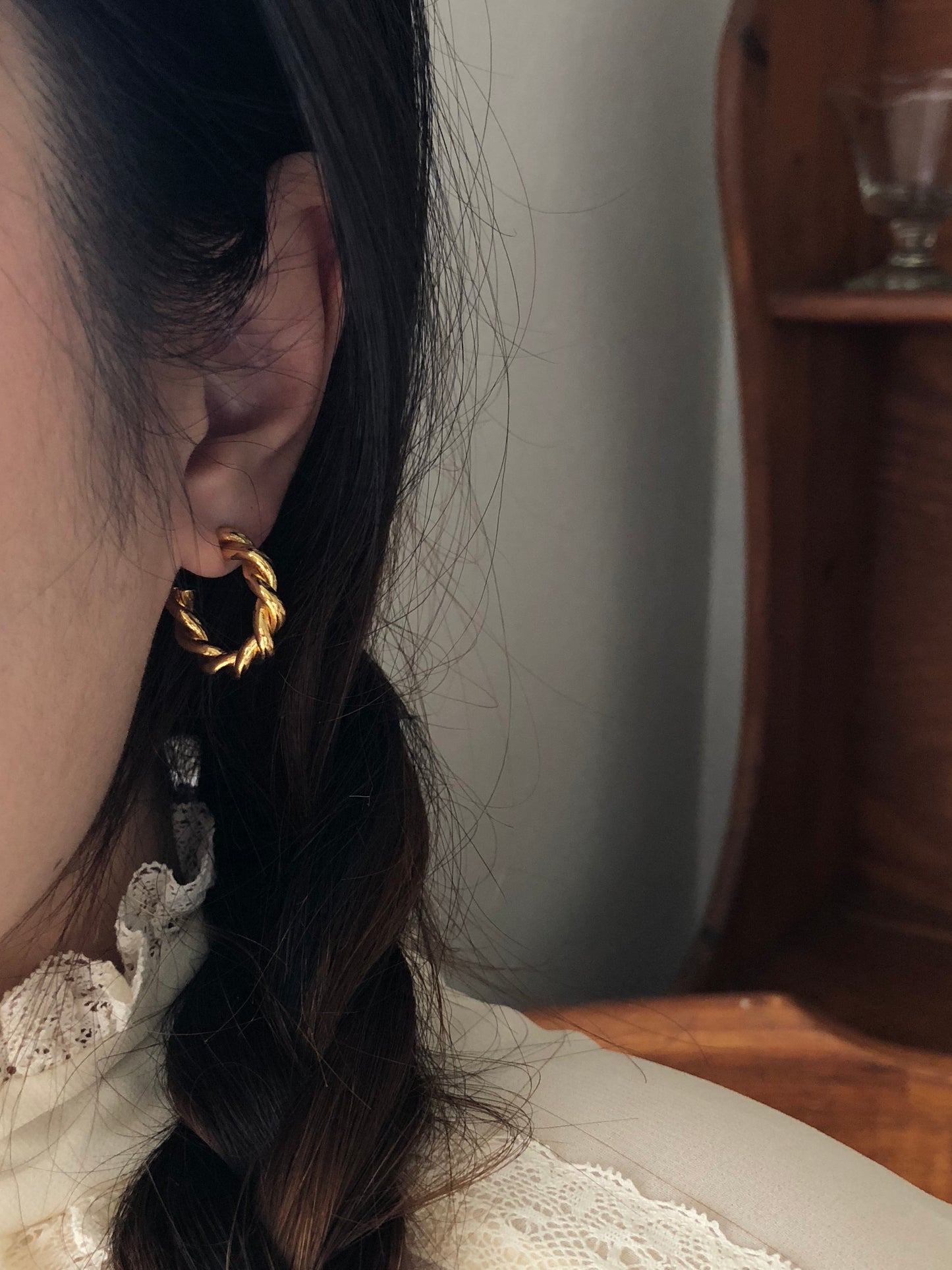 Braided 18k Gold-Plated Hoop Earrings