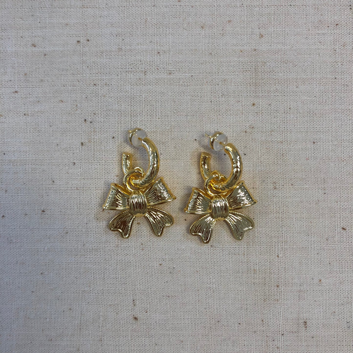 Vintage Bow Charm Hoops