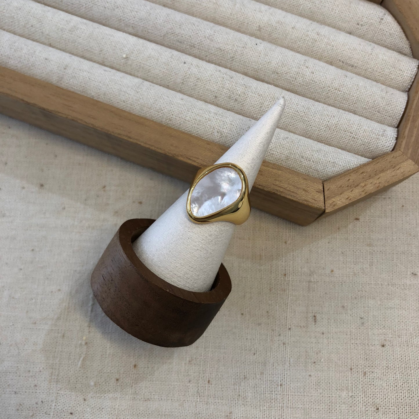 Golden Reef Statement Shell Ring