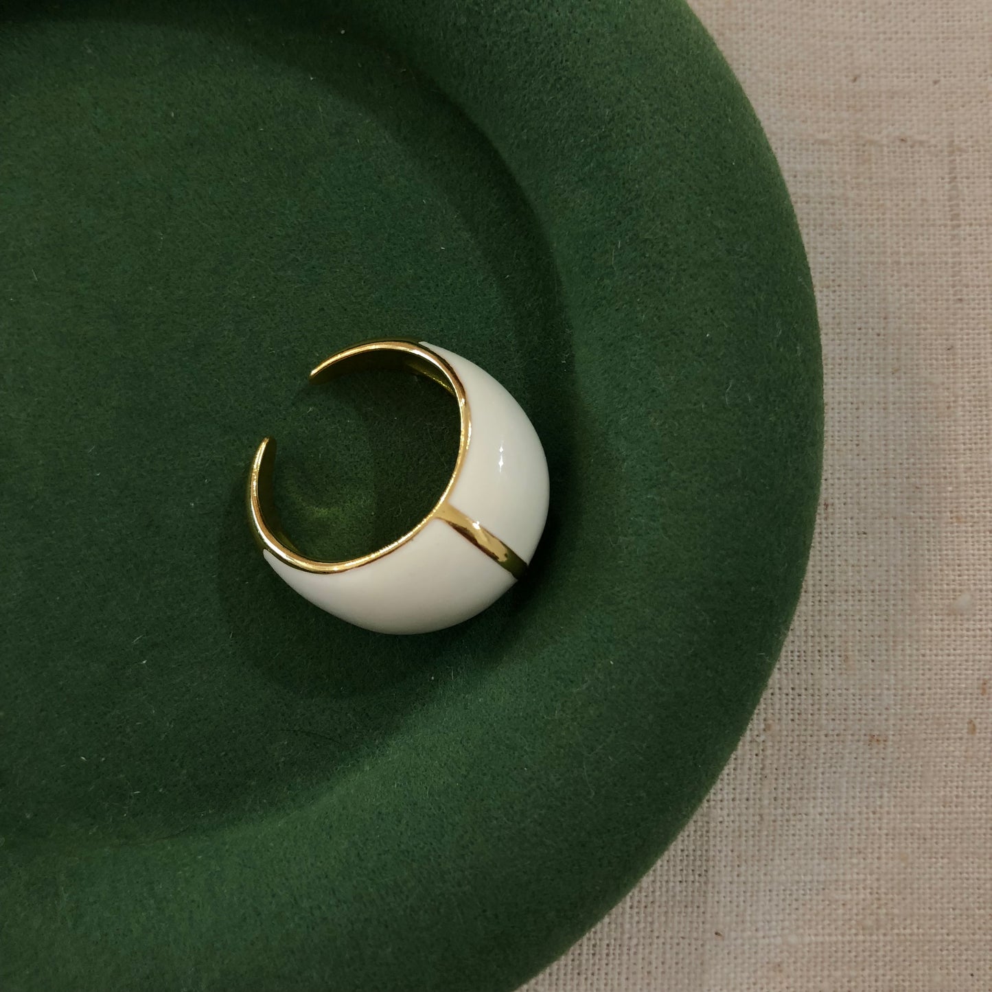 Ivory Line Enamel Ring