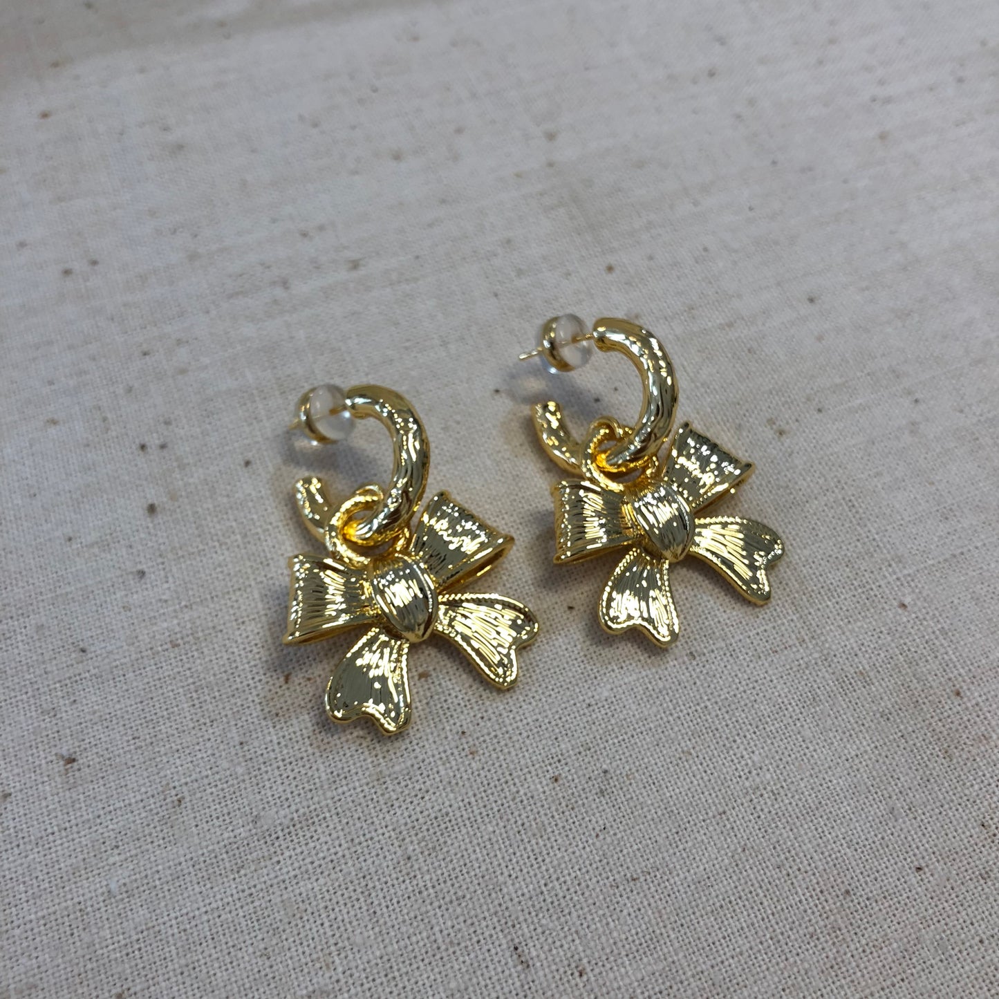 Vintage Bow Charm Hoops