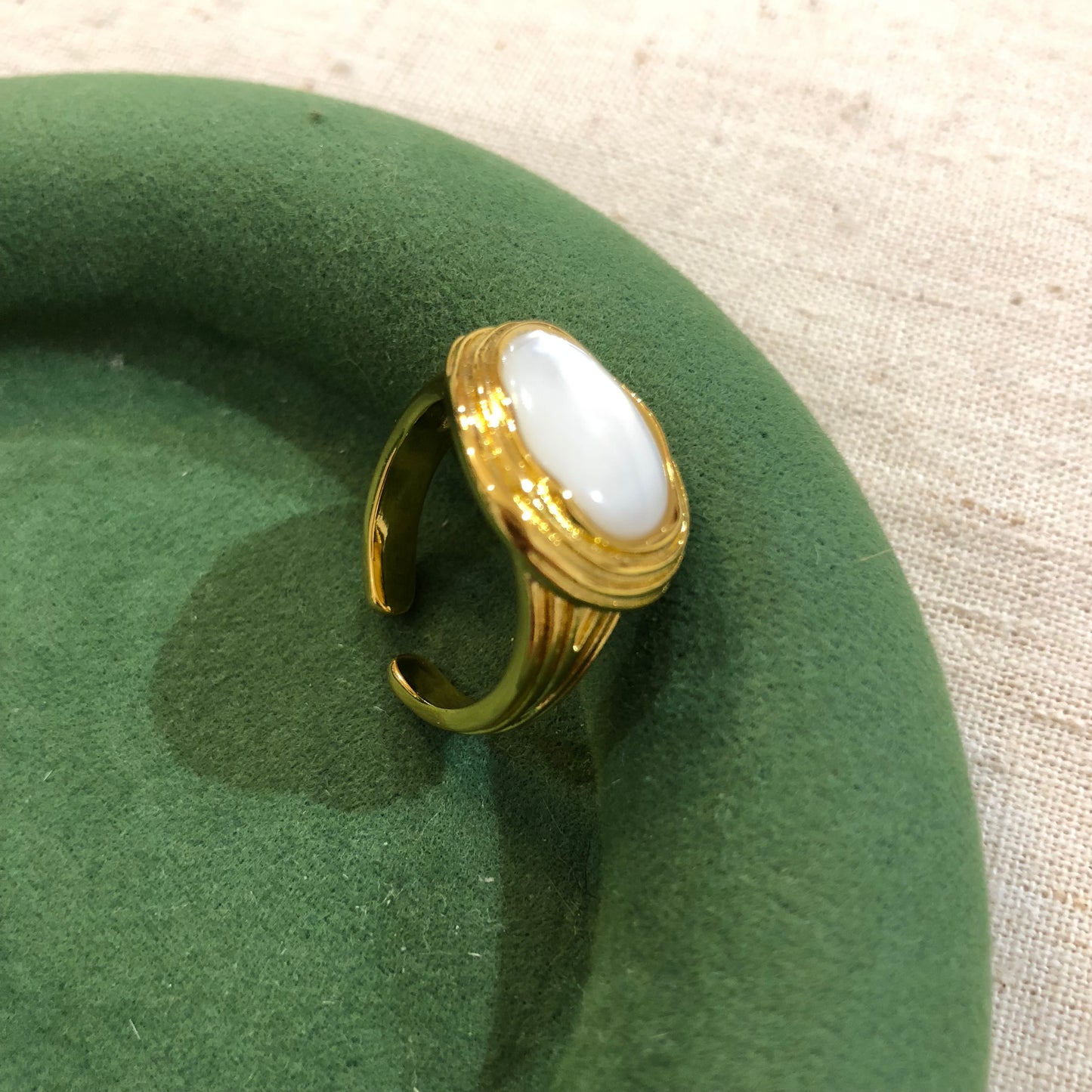 Textured Halo Shell Ring