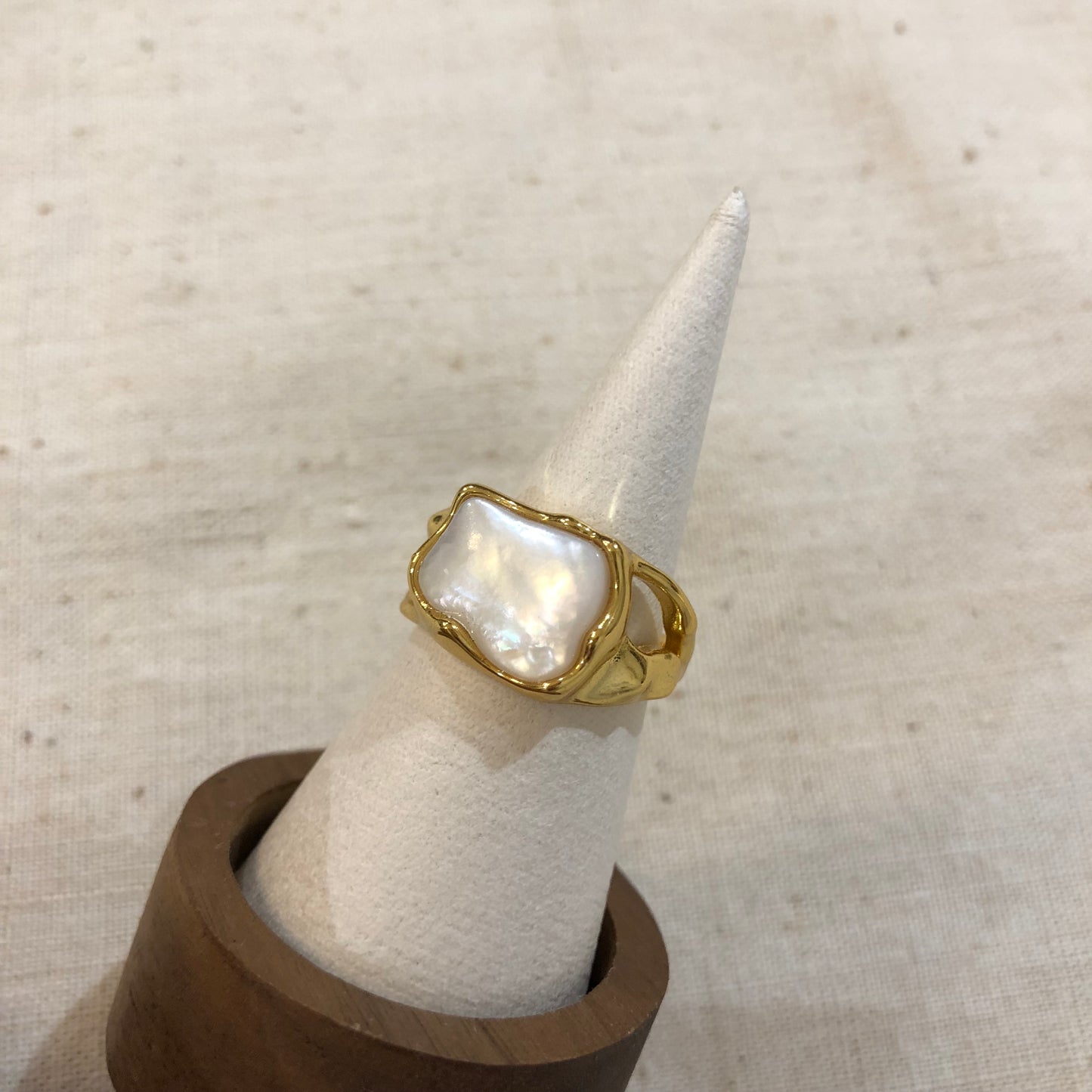 Irregular Mother-of-Pearl Statement Ring