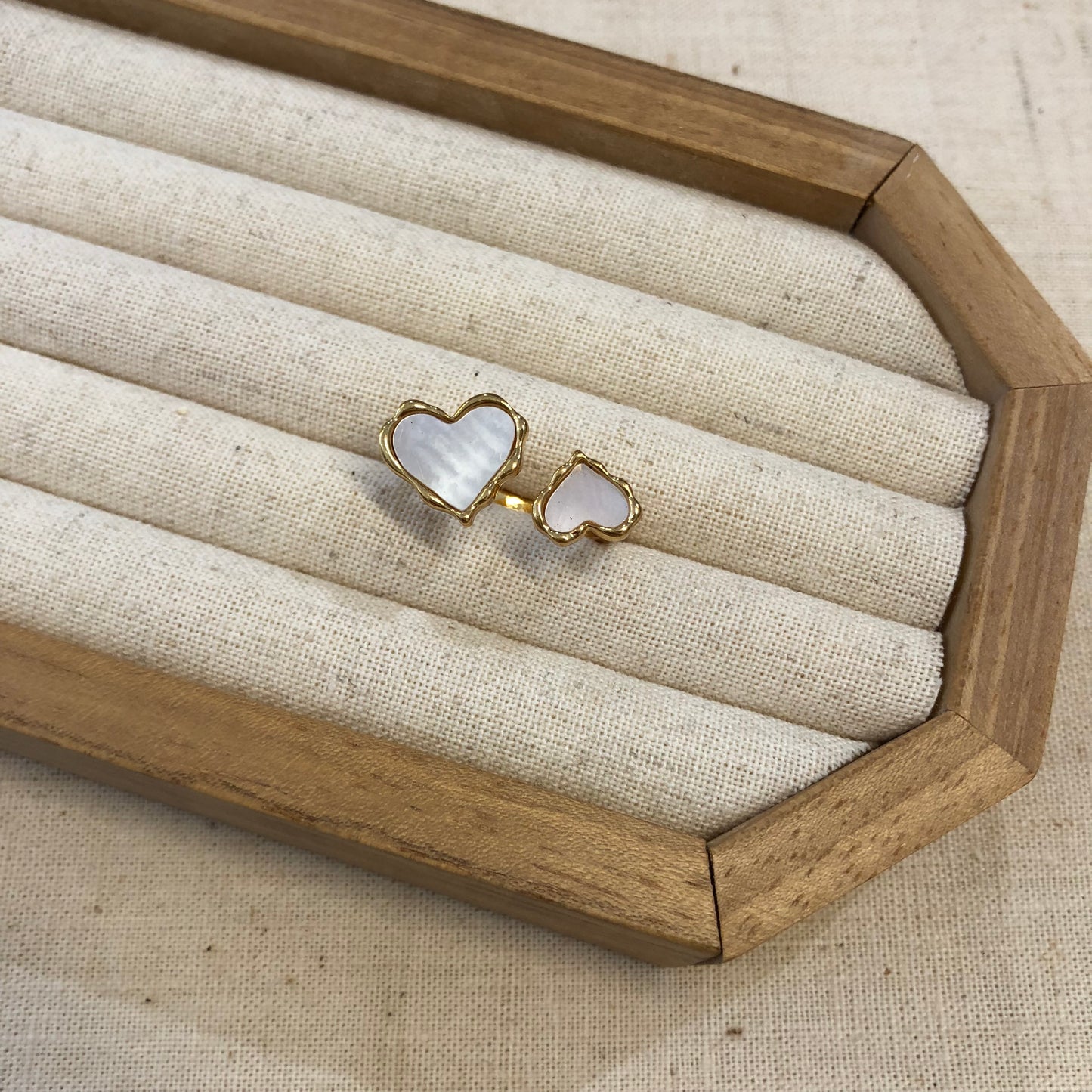 Twin Heart Mother-of-Pearl Ring