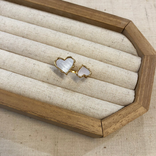 Twin Heart Mother-of-Pearl Ring