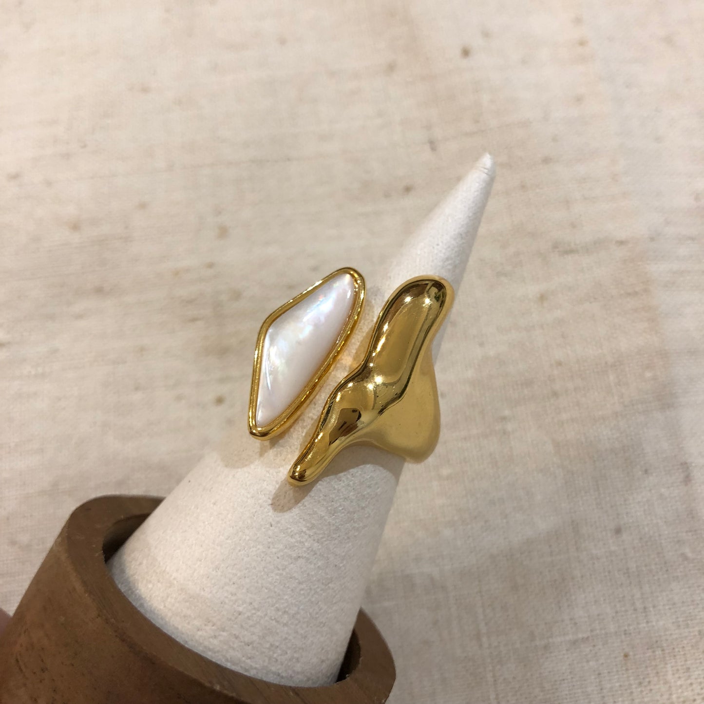 Sculpted Mother-of-Pearl Wave Ring