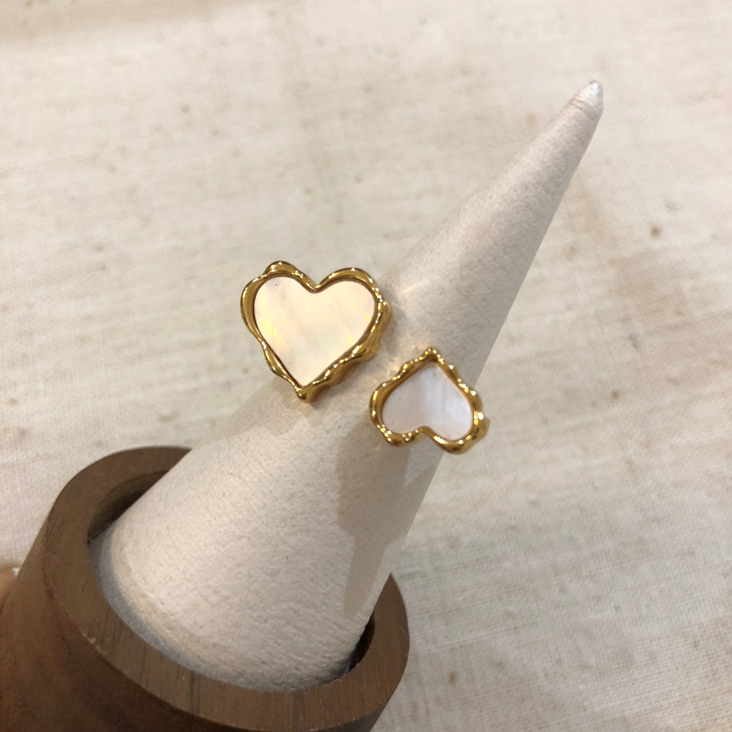 Twin Heart Mother-of-Pearl Ring