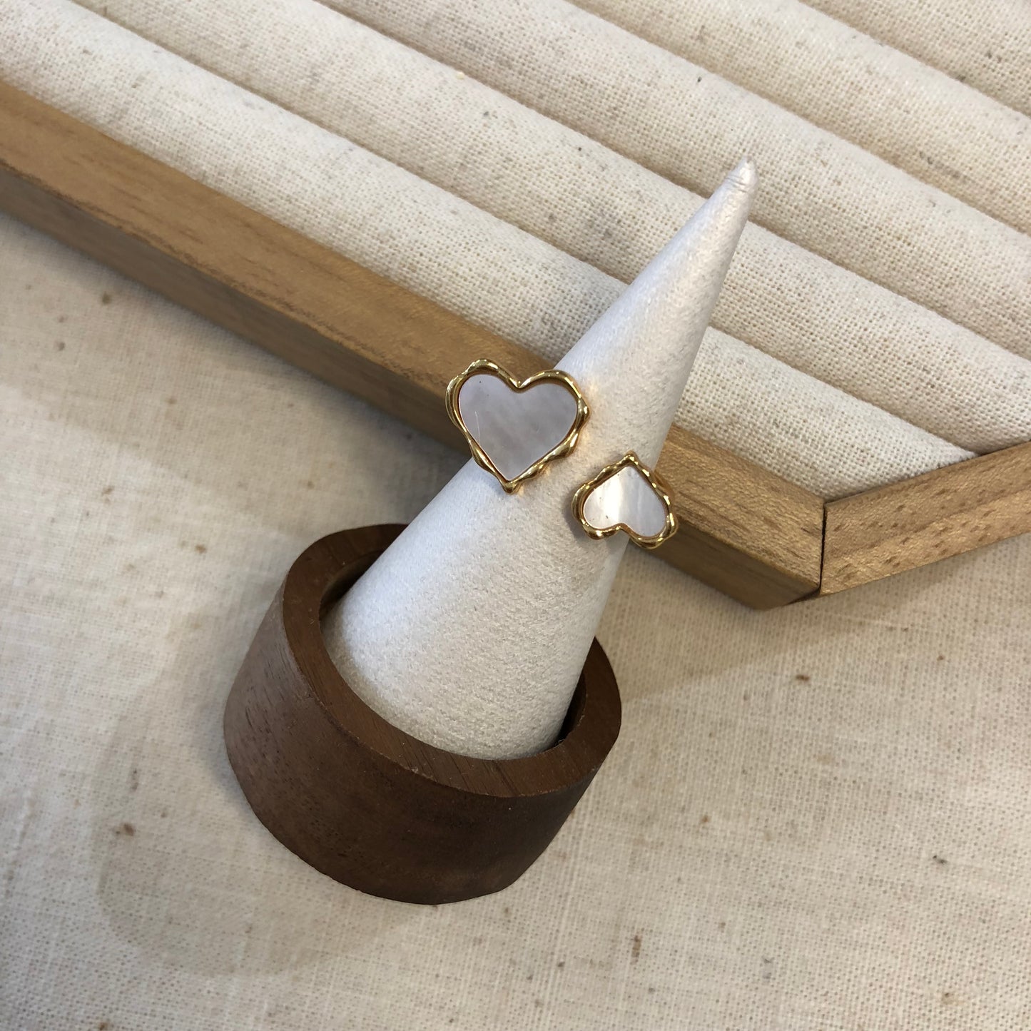 Twin Heart Mother-of-Pearl Ring
