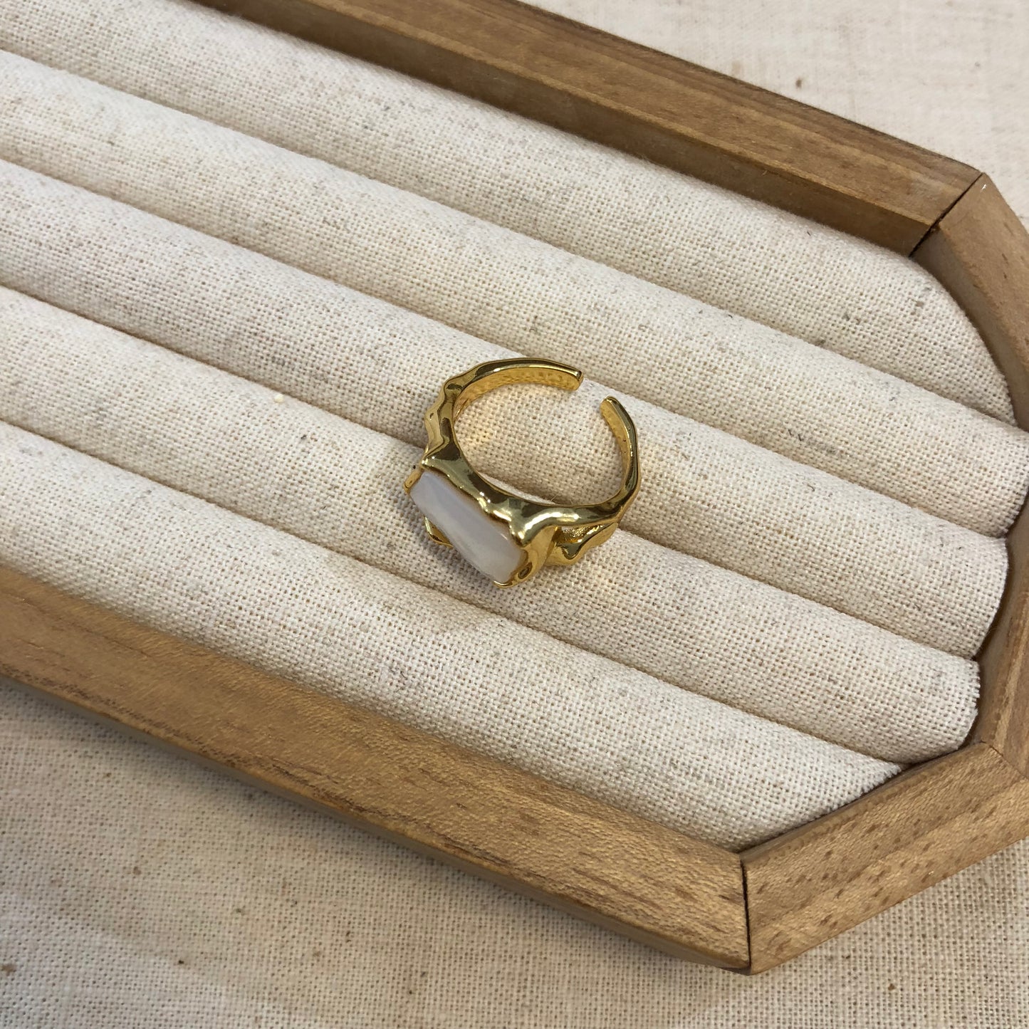 Irregular Mother-of-Pearl Statement Ring