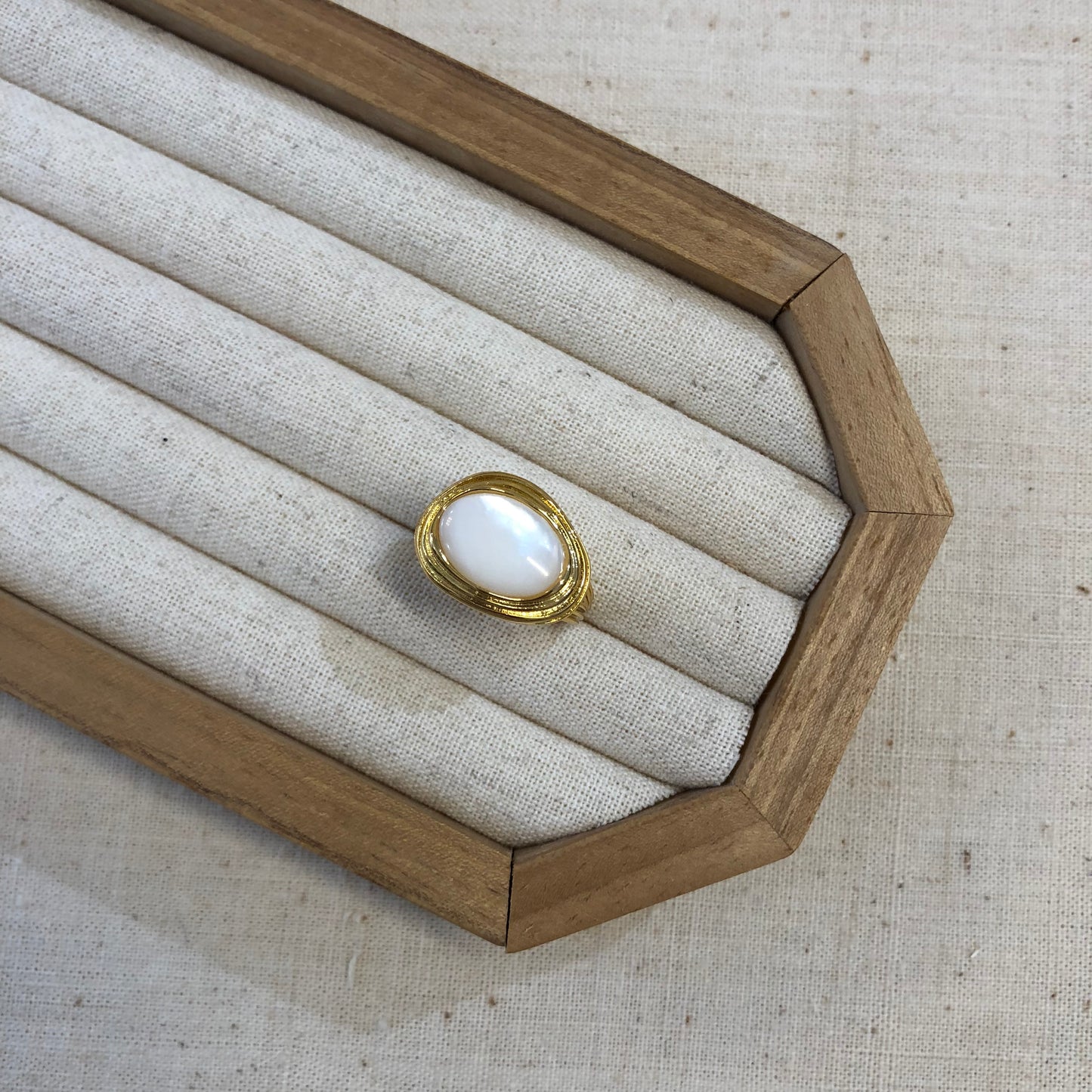 Textured Halo Shell Ring