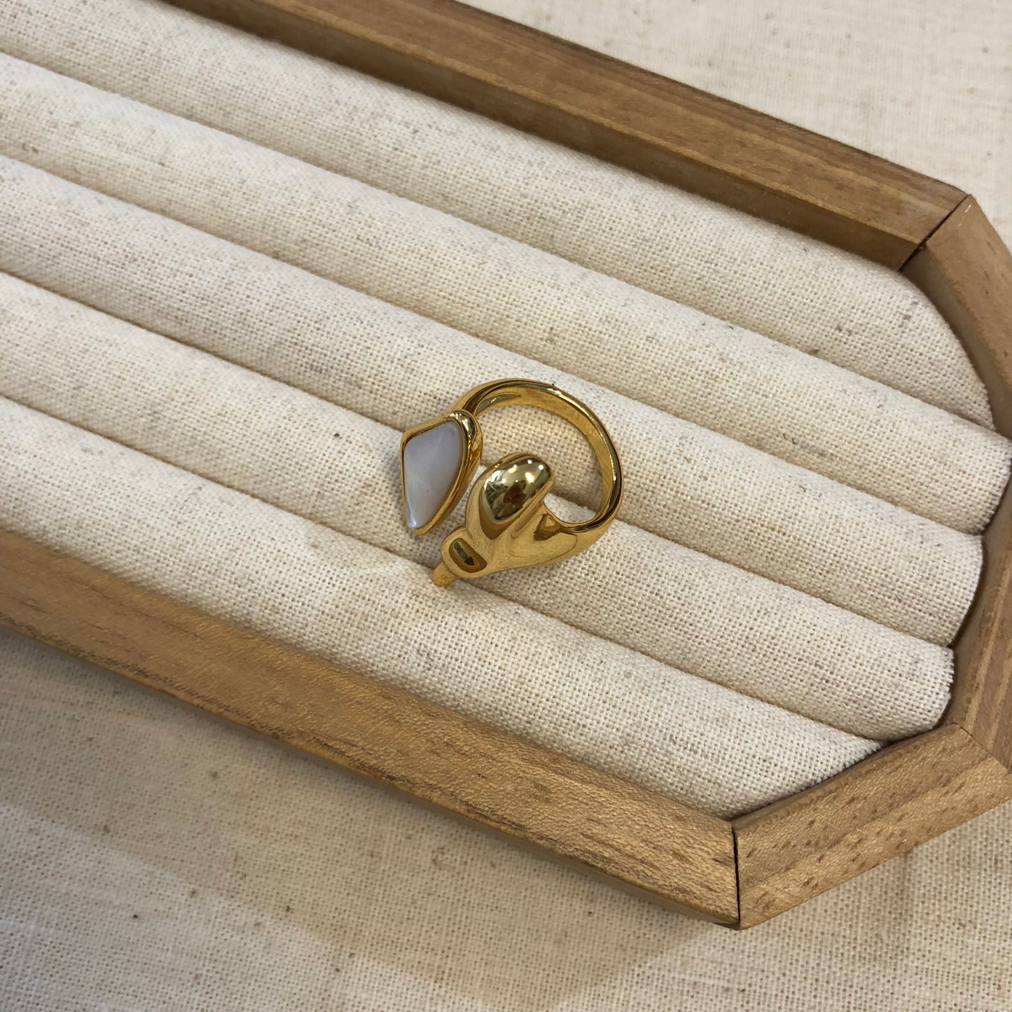 Sculpted Mother-of-Pearl Wave Ring
