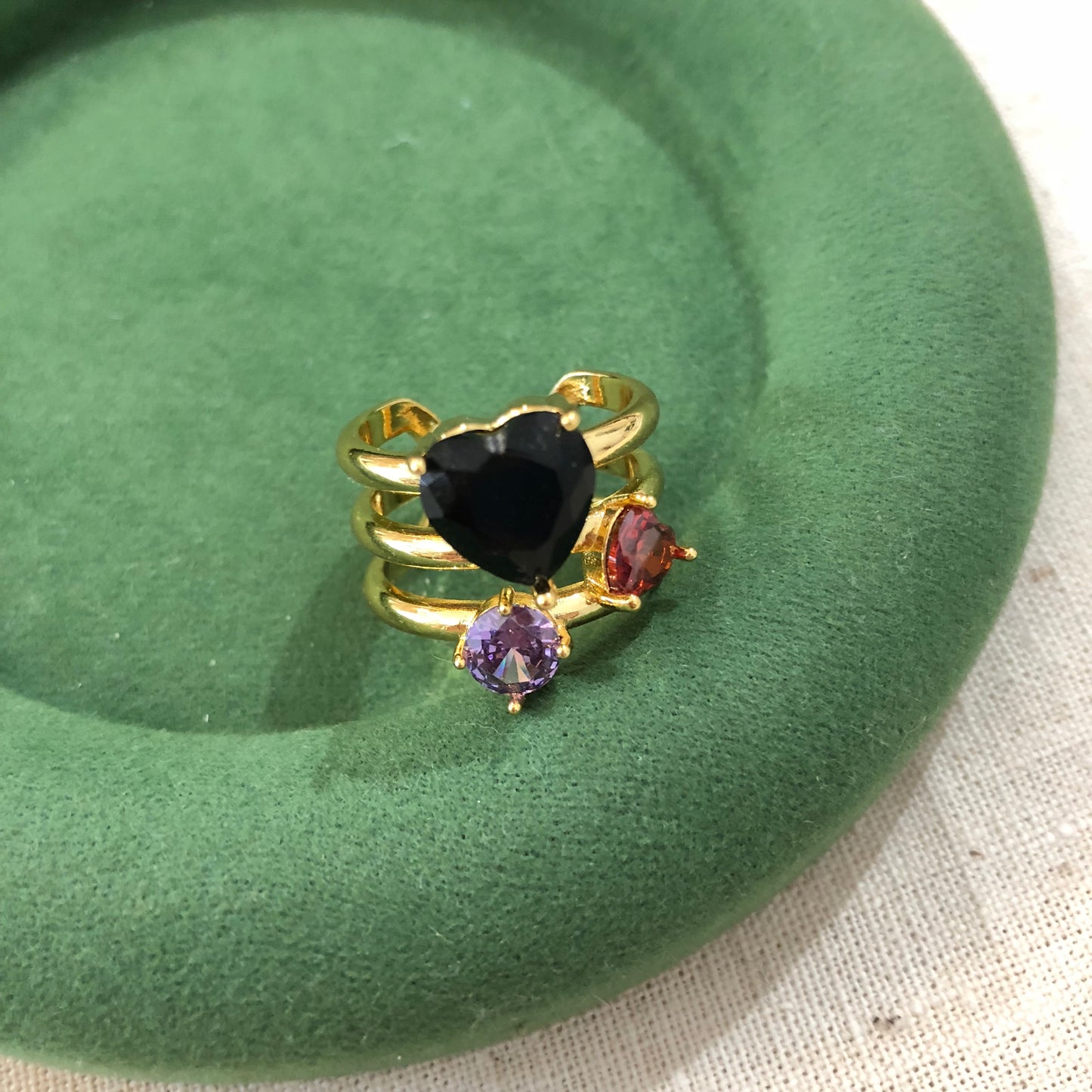 Triple Pulse Gem Ring