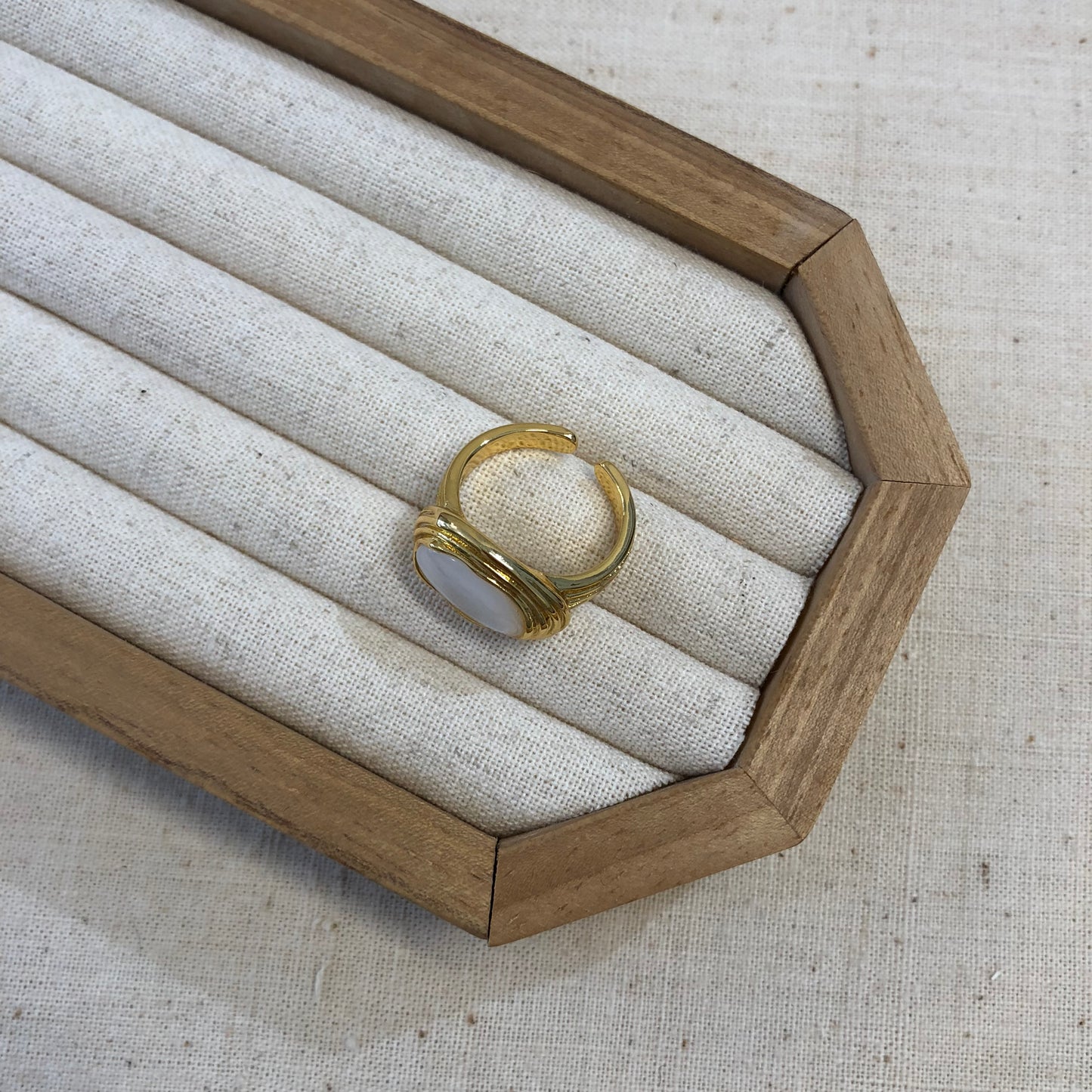 Textured Halo Shell Ring