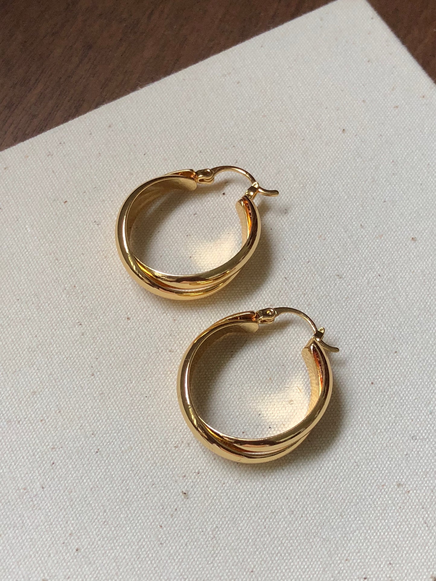 Sleek Double-Layered Gold Hoop Earrings
