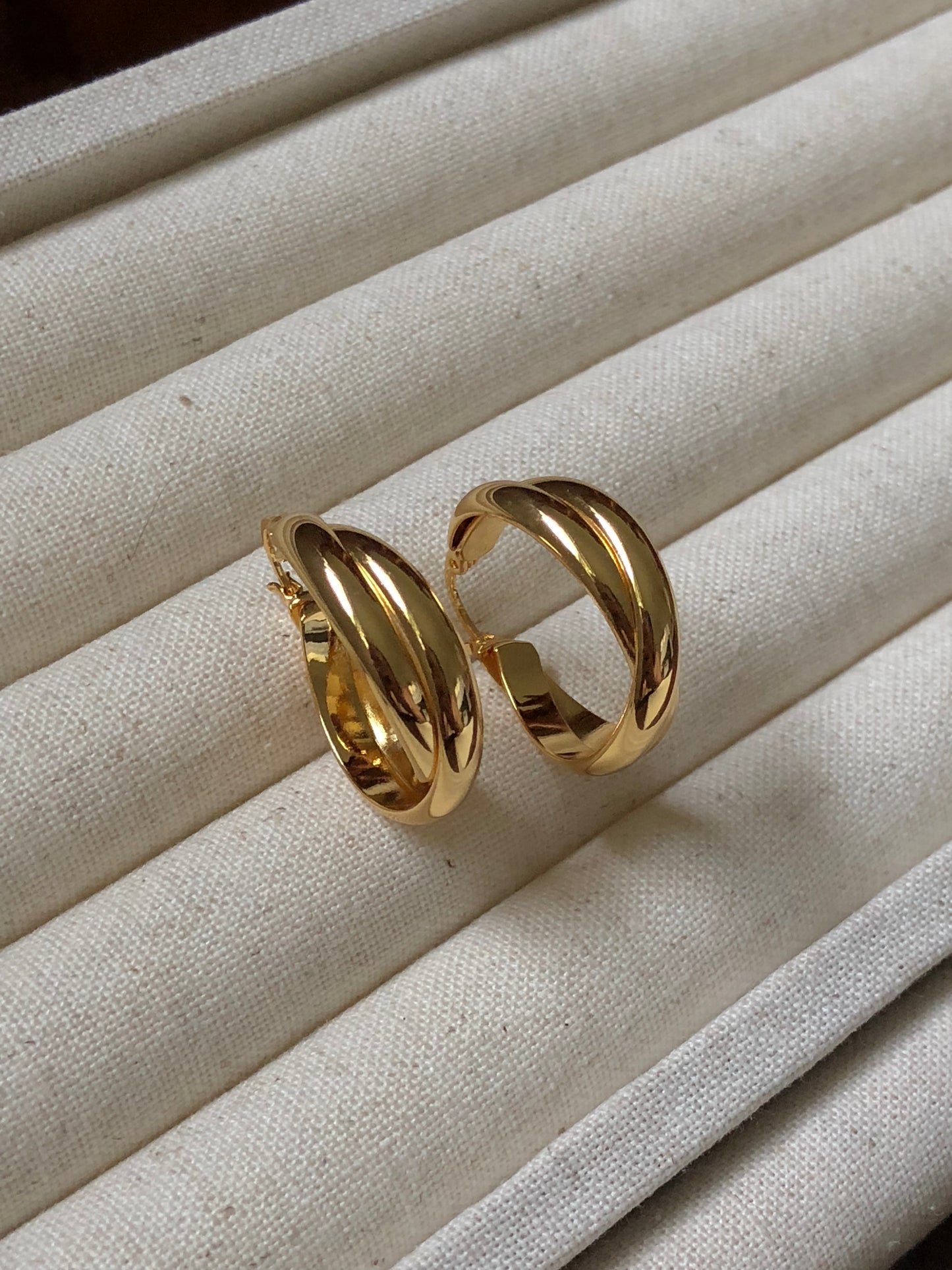 Sleek Double-Layered Gold Hoop Earrings