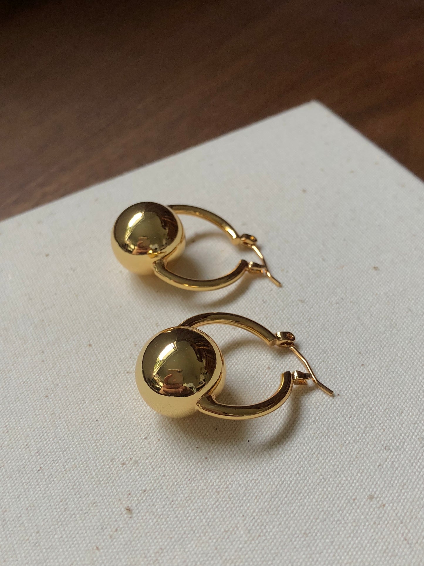 Gold Sphere Hoop Earrings