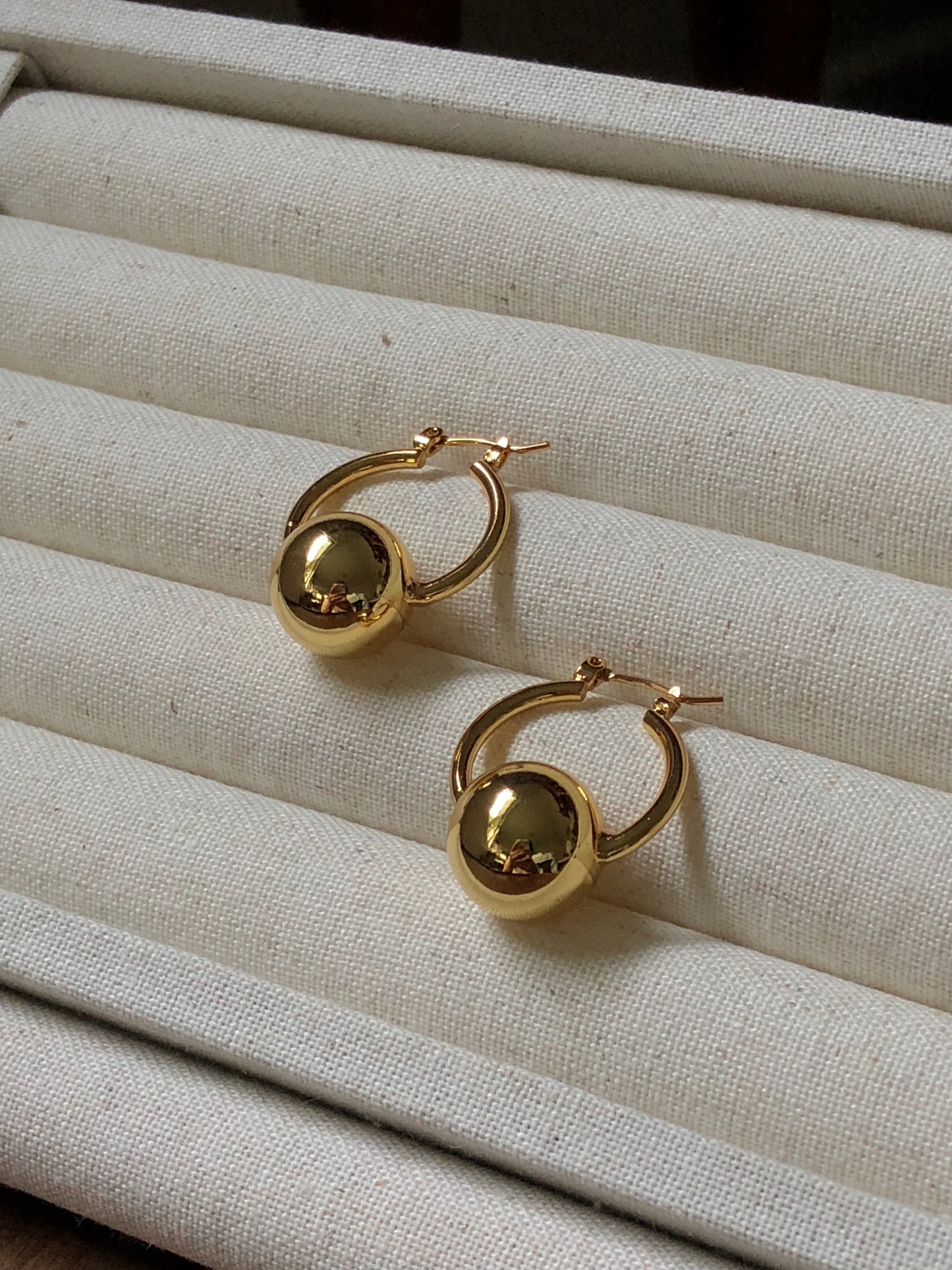 Gold Sphere Hoop Earrings