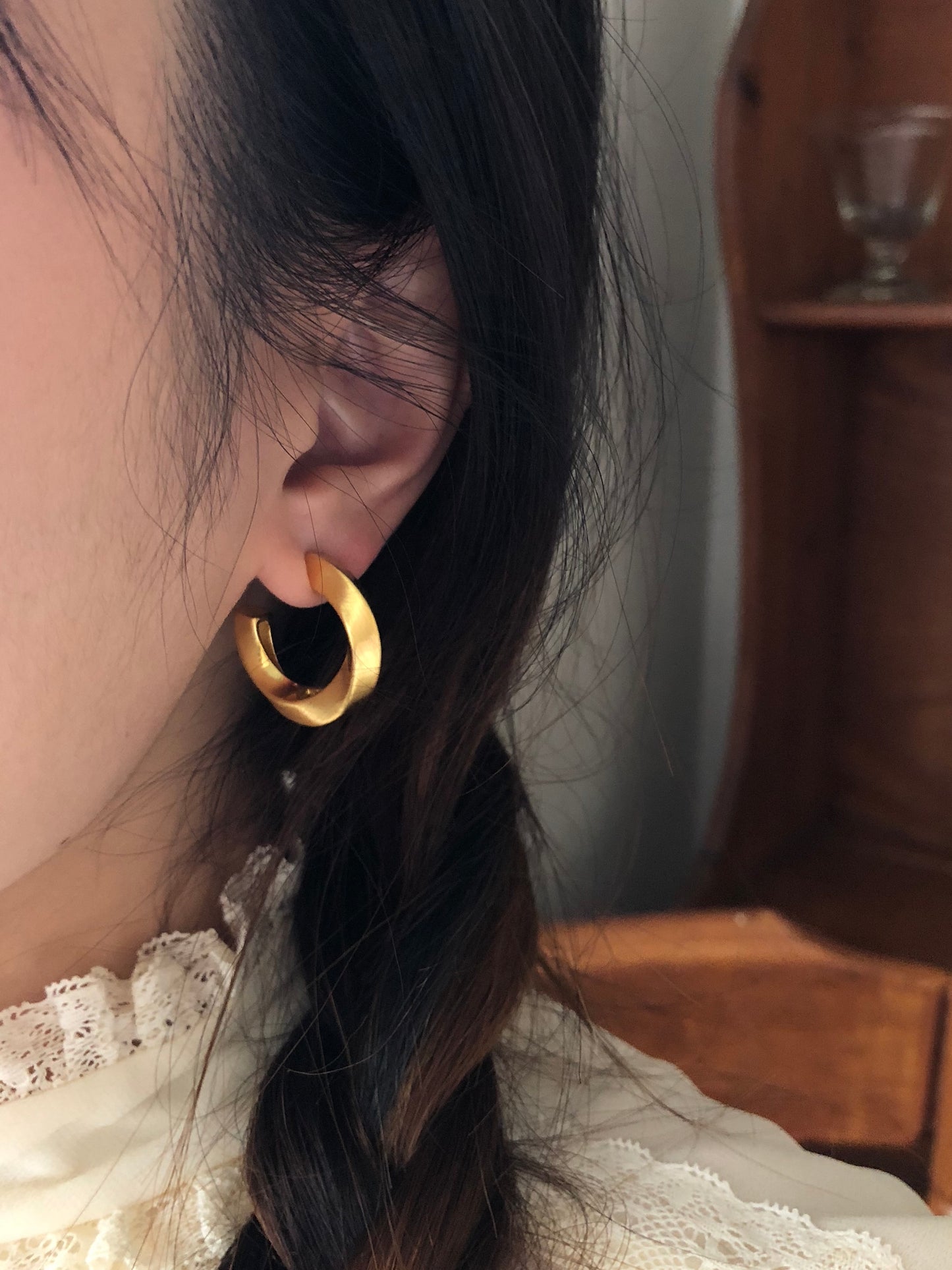 Brushed Gold Hoop Earrings
