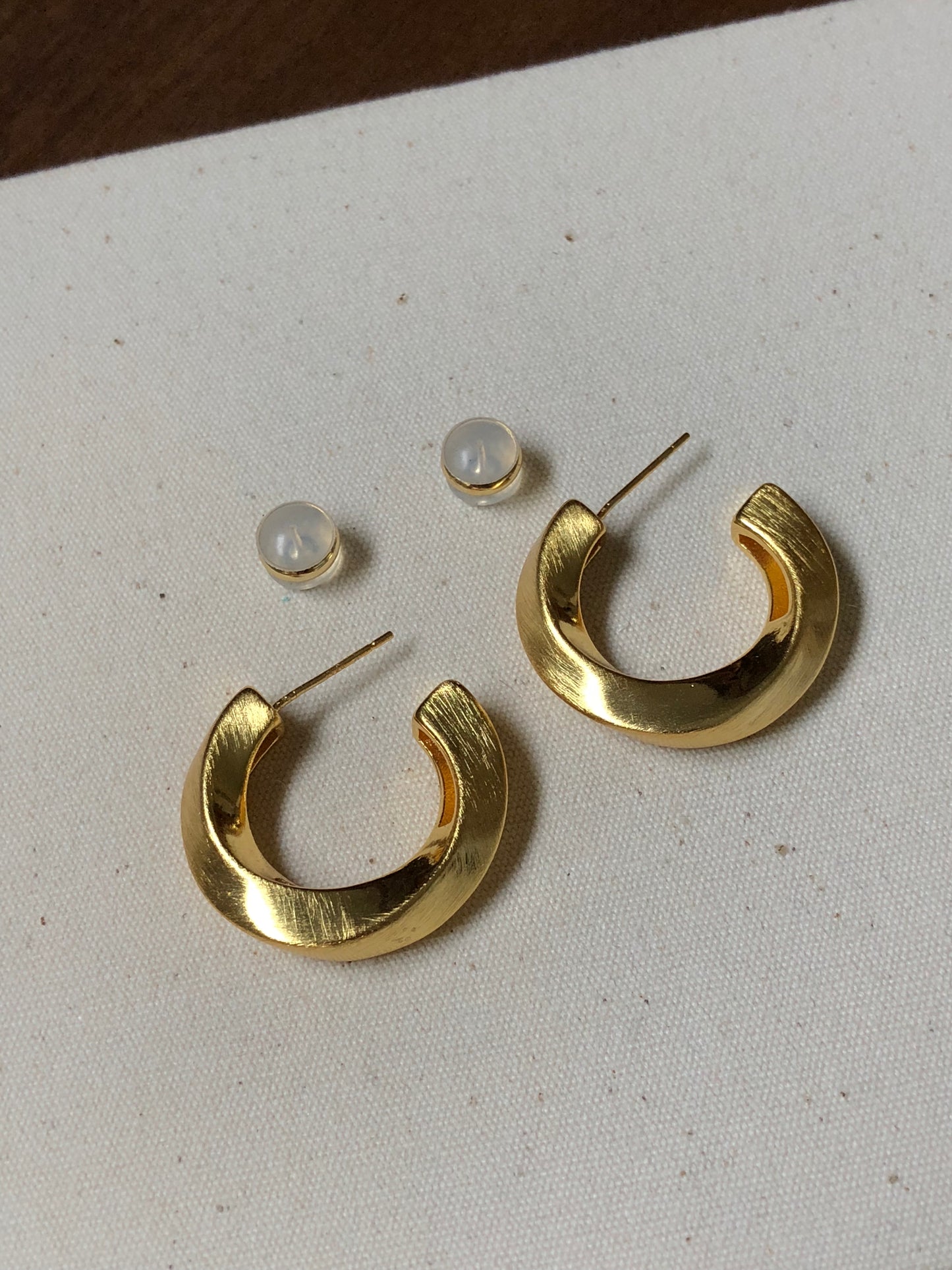 Brushed Gold Hoop Earrings