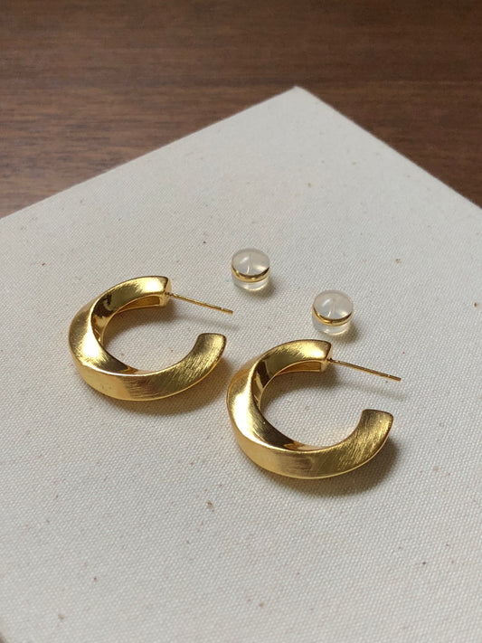 Brushed Gold Hoop Earrings