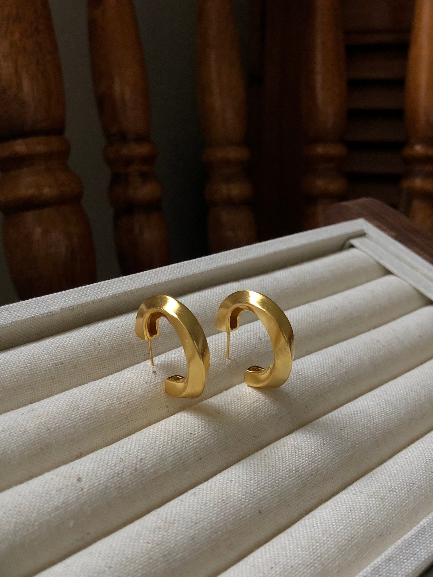 Brushed Gold Hoop Earrings