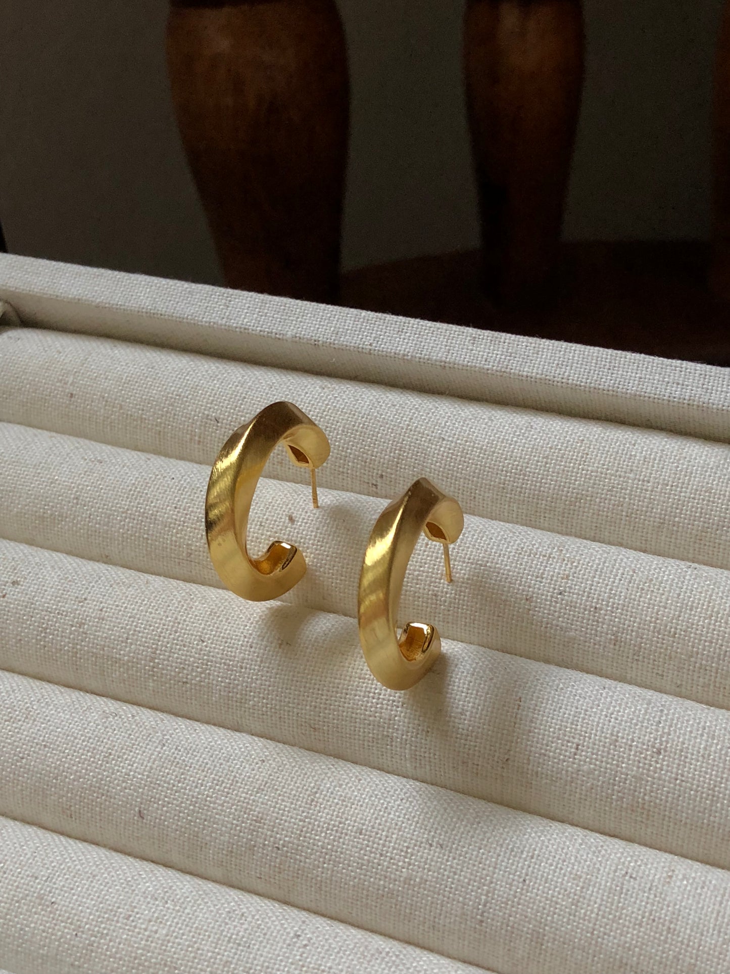 Brushed Gold Hoop Earrings