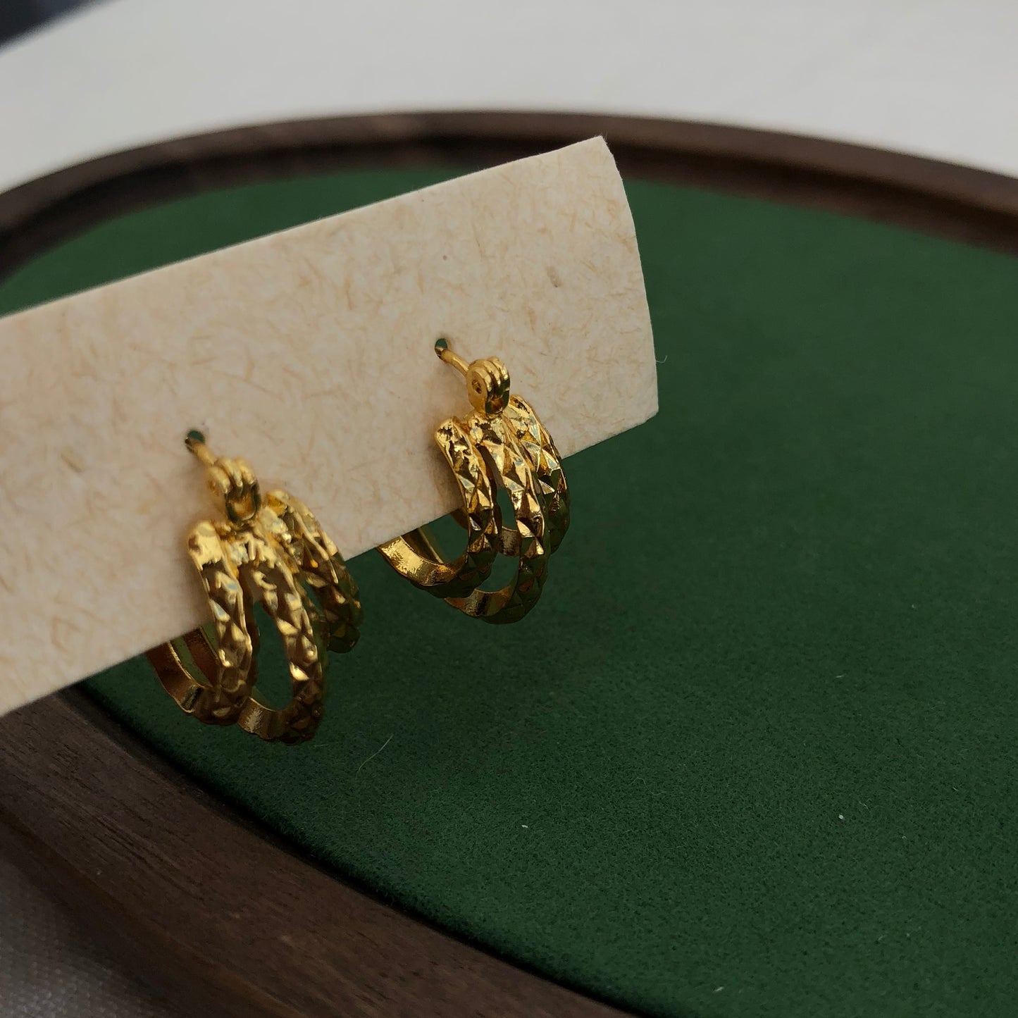 Vintage-Inspired Gold Hoop Earrings | Etched Detailing