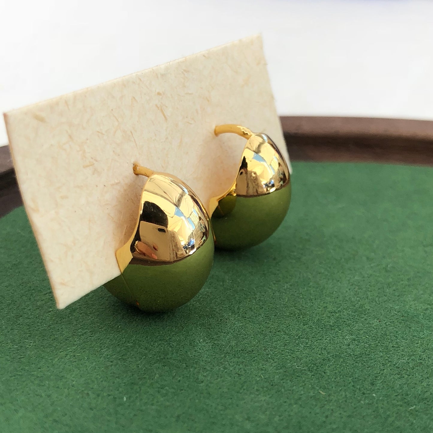 Polished Dome Hoop Earrings | Classic Gold Finish