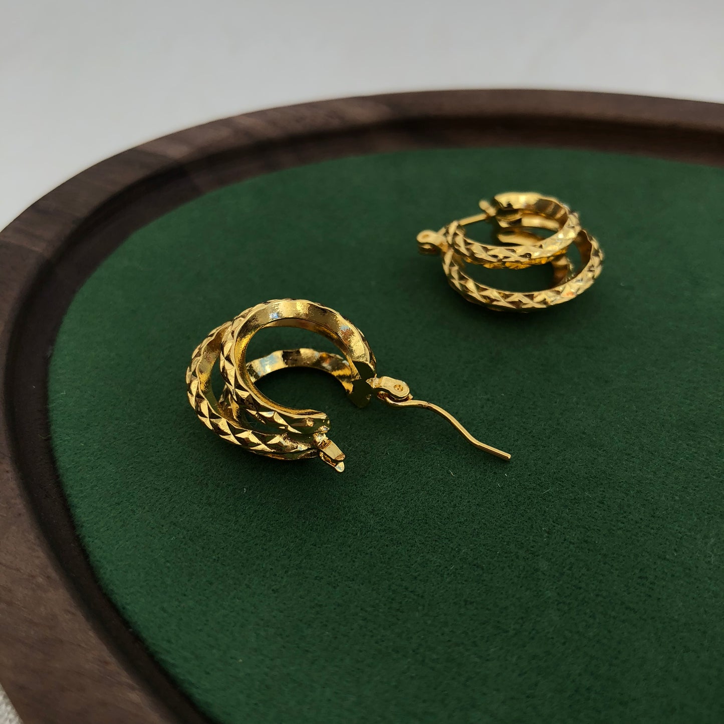 Vintage-Inspired Gold Hoop Earrings | Etched Detailing