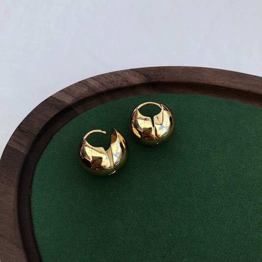 Polished Dome Hoop Earrings | Classic Gold Finish