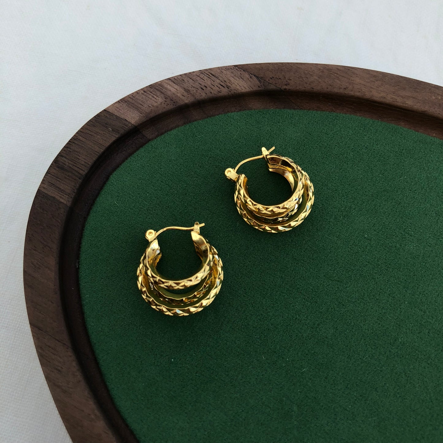 Vintage-Inspired Gold Hoop Earrings | Etched Detailing