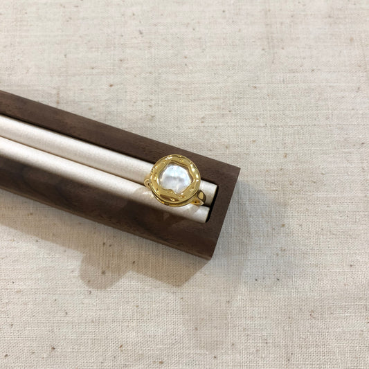 Molten Pearl Halo Ring