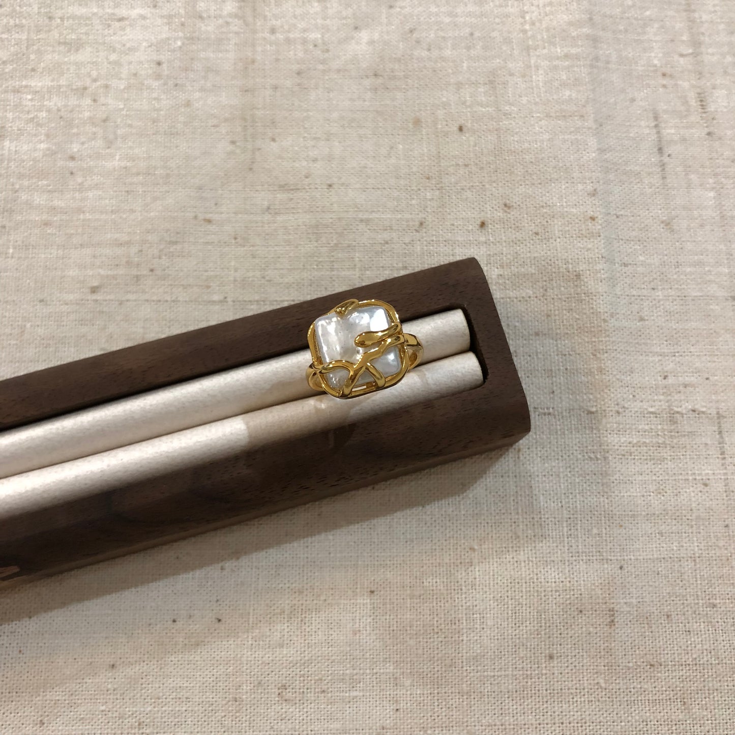 Framed Baroque Pearl Ring