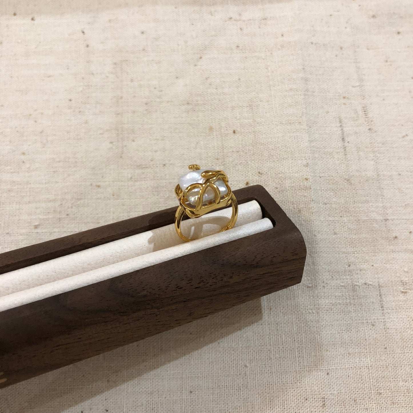 Framed Baroque Pearl Ring