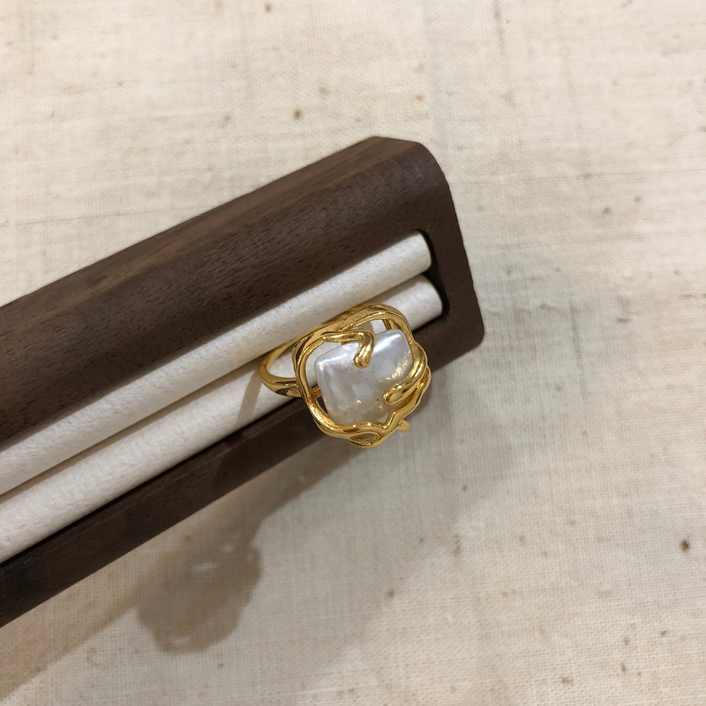 Framed Baroque Pearl Ring